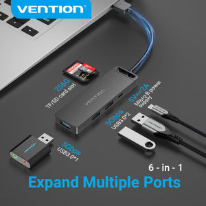 Vention USB 3.0 HUB 5Gbps Hub Chia Cổng USB with TF SD Micro Power Supply Port Adaptor for PC Laptop Phone Tablet Card U disk Keyboard Mouse Mini USB 3.0 Dock Hub Chuyển Đổi