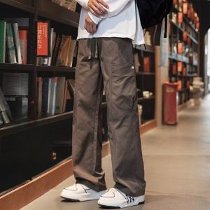 American High Street Loose Mens Casual Pants Spring Summer New Straight Wide Leg Drapey Thin Long Trousers Youth Style