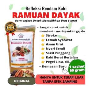 Bubuk Rendaman Kaki Dayak Original Burenka 60gr serbuk Ramuan rendam kaki tradisional 45 bubuk rendam kaki refleksi kaki untuk kolesterol darah tinggi kesemutan pegel linu