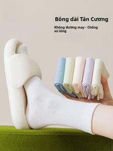 MiiOW | Tất dài đến bắp chân không xương cho nữ MiiOW mùa xuân hè thu màu trắng dài đến đầu gối kháng khuẩn chống bong bóng bằng cotton nguyên chất