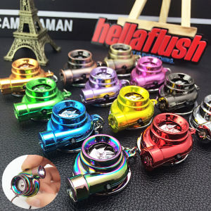 Cross-Border Hot Car Restoration LED Light Creative Upscale Metal Keychains Turbo Key Pendants