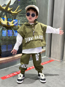 ชุดสามชิ้นฤดูใบไม้ผลิและฤดูใบไม้ร่วงสำหรับเด็กชาย ชุดทำงานสไตล์เกาหลี เสื้อผ้าแฟชั่นสำหรับเด็ก ชุดเด็กชาย ชุดเด็ก