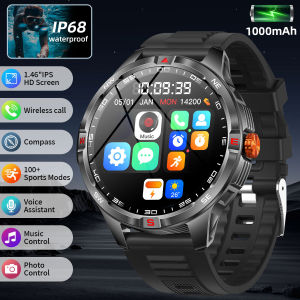 NEW 1000mAh Battery Smart Watch Wireless Call Answer Compass Sports Men Women for Android/IOS Flashlight IP68 Waterproof 2026