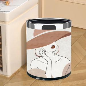 Nordic Style Hand-Painted Double Layer Trash Can Luxury Home Living Room Bedroom Childrens Room Sanitary Bucket Hotel Paper Basket
