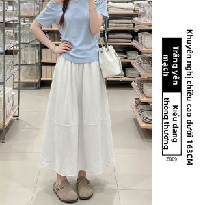 YAYANGREN | Chân Váy Linen Xanh Đậm Mới Mùa Hè Size Lớn