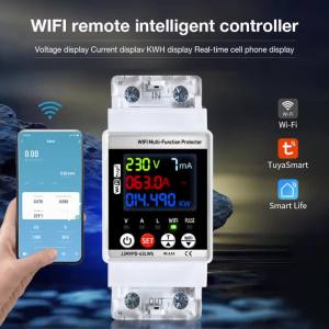 WiFi Smart Power Meter 63A Automatic Reclosing Protector Digital KWH Leakage Current Voltage Monitor Controller Circuit Breaker