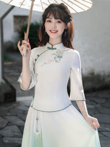 Trang Phục Hanfu Trẻ Trung Phong Cách Mới Trung Quốc Bộ Đồ Trà Phong Cách Cải Tiến Của Dân Quốc Mùa Hè Áo Sơ Mi Quần Áo Dân Tộc