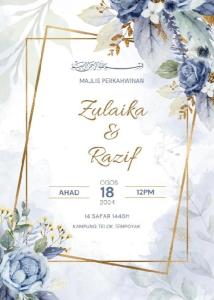 Kad Kahwin Design 16 | Digital | Aqiqah | Pertunangan | Hari Lahir | Doa Selamat | Lain-lain