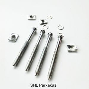 1 SET ISI 4 BAUT DIPAN BAUT AMBEN RANJANG - BAUT TENGKORAK + MUR RING KOMPLIT - PERKAKAS RUMAH
