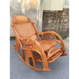 Rattan Chair Natural Real Rattan Rocking Chair Recliner Nap Rattan Woven Rocking Chair Elderly Home Balcony Relax Footrest Leisure Chair