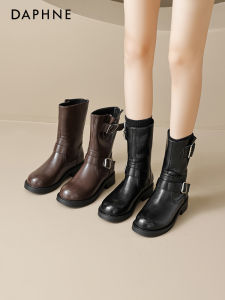 Daphne | Giày Ankle Boots Phong Cách Tây Phương Retro Màu Nâu