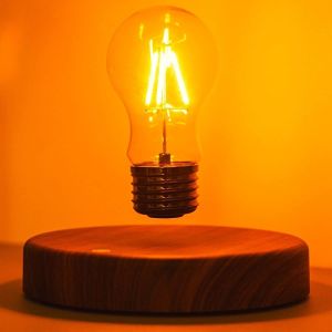 Brifit Floating Light Bulb Desk Lamp Magnetic Levitating Lamps LED Night Light Unique Gifts for Christmas and New Year (Dark Brown Base)