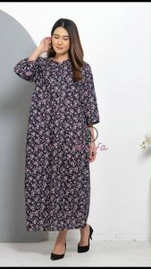 Dress 3/4 Katun Rayon Premium Busui Daster Gamis Lengan Panjang INARA