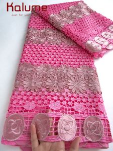 Kalume 2025 African Cord Lace Fabric Stones High Quality Nigeria Guipure Lace Fabric Flowers for Women Evening Party Dress F4456