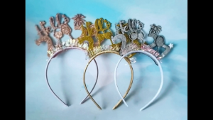 Welcome 2027 headband bright glitter ribbon Hello 2027 Happy New Year theme party head band accessories Photo prop