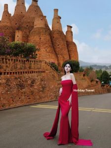 Red Strapless Gown Womens 2025 New High-End Lightweight Luxury Design Sensation Slimming Long Dress Evening Gown