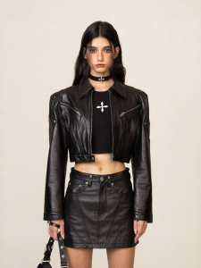 SMFK | Leather Jacket Star Style Turn-Down Collar Punk