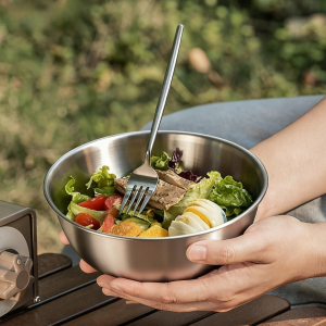 1/3pcs Stainless Steel Bowls with Scale Line Large Capacity Durable Food Storage Bowl Sets for Outdoor Camping Cooking Salad Bow