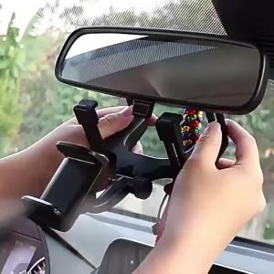 OUHOE | [NM]360° Car Phone Holder Rearview Mirror Mount Bracket  GPS Mobile Stand Clip Foldable Adjustable Car Cell Phone Support[NM]