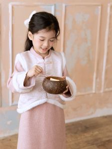 Thickened Vest New Year Childrens Clothing Mother Daughter Matching Outfits Retro Chinese Style Girls Vest Winter Fashion