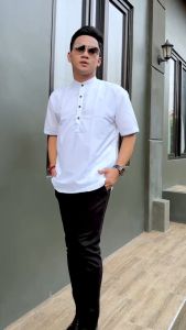 Baju Koko Hanafi Pria Baju Kurta Lengan Pendek Polos Kemeja Muslim Lebaran Aware