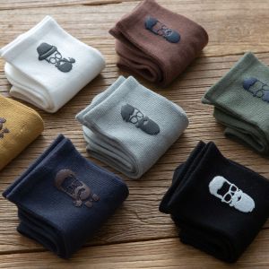 Trendy Pure Cotton Sports Socks Mens Mid-Calf Spring Autumn Japanese Style Long Tube Socks Business Casual Solid Color