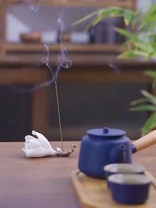 1PC Gốm Sứ Trắng Hoa Mộc Lan Hương Bệ Trang Trí Nhà Cửa Phong Cách Trung Hoa Tập Yoga Thiền Thiền Hương Để Trang Trí Phụ Kiện