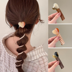 เชือกผมแบบเรียบง่ายผู้หญิงระดับไฮเอนด์หัวใจสายโทรศัพท์เชือกผมเชือกผมหางม้า