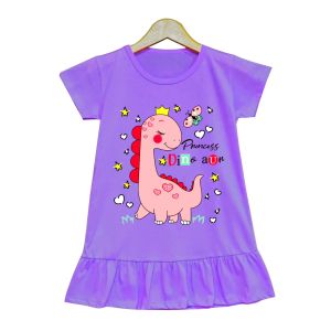 Dress Raffle anak perempuan gambar Dino princess 2-6 tahun