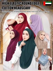 Womens double layer cotton round edge head scarf