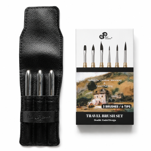 3Pcs Dual-Ended Art Paint Brushes Metal Handle Fine Detail & Round Tip Artist Brushes for Watercolor Gouache Acrylic Paint