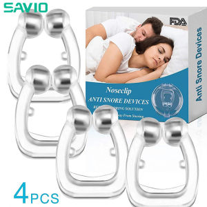 SAVIO 4 Pcs Anti Snoring Device Magnetic Silicone Anti Snore Stop Snoring Nose Clip Sleep Tray Sleeping Aid Apnea Guard Night Device with Case