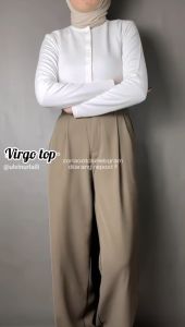 ORLO VIRGO CROP TOP KOREA | Atasan Knit Wanita Korean Top Baju Knit Wanita Lengan Panjang Basic Long Sleeve