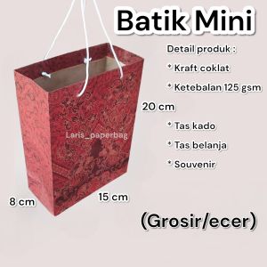 Grosir/ecer Paper Bag Merah Batik S (15×8×20) cm