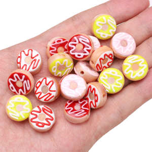 1PC 15mm Fashion Cute Handmade Lampwork Glass Doughnut Beads Charm Pendant For Handmade Bracelet Necklace Earring Keychain DIY Craft Jewelry Making Accessories