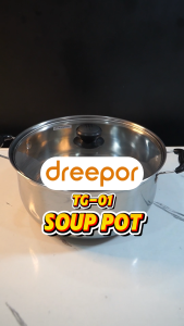 Dreepor 304 Stainless Steel Pot Double Handle Soup Pot with Glass Cover