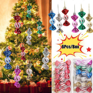 2024 Christmas Tree Ornaments 6Pcs/Box Colorful Candy Pendants New Year Home Christmas DIY Decorative Supplies