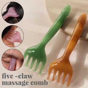 【Charming women】Increases Water Drop Teeth Resin Head Massager Scalp Gua Sha For Body Neck Leg Massage Five -Claw Massage Comb