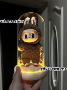 Labubu 1234 Generation Bubble Storage Box round Column Glass Particle Emission Dustproof Display Stand for Party Decoration