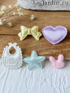 DIY Materials Satin Fabric Star Heart Butterfly Knot Crown Bear Decoration Handmade Card Holder Sewing Accessories Cat Lady