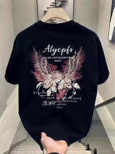 เสื้อยืดแขนสั้นผู้ชายสไตล์อเมริกันย้อนยุค Pure Cotton แฟชั่นฮิปฮอปฤดูร้อน 2025 เสื้อตัวบน INS ที่สวมใส่สบาย