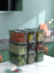 Kitchen Refrigerator Storage Box PET Fresh-keeping Box with Handle Food Grade Transparent Organizer