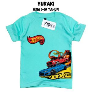 Atasan Baju Anak Laki Laki Hotwheels Usia 1-10 Tahun Sablon DTF Bahan 30s