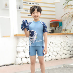SHIPAILUO | Childrens Swimming Suit Boys Short Sleeve Two-Piece Ensemble 2024 New Style Teenage Boys Swimwear Set Polyester Fiber