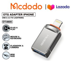 Adapter Converter USB To Lightning Mcdodo OT-860 OTG iPhone Original Bergaransi OT-8600 OT8600