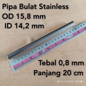 Pipa Bulat Stainless OD 158 mm ID 142 mm Tebal 08 mm Panjang 20 cm