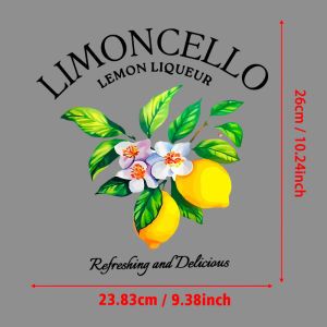 Lemon Liqueur Vintage Art Print Iron-On Transfer Patches Vinyl Heat Transfer Washable Sticker On Clothes Fashion Appliques Patch