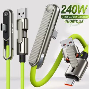 New 240W Thickened Elbow-shaped Charging Cable with Phone Stand Dual Interface Compatibility Essential Type-C Cable 1.2M
