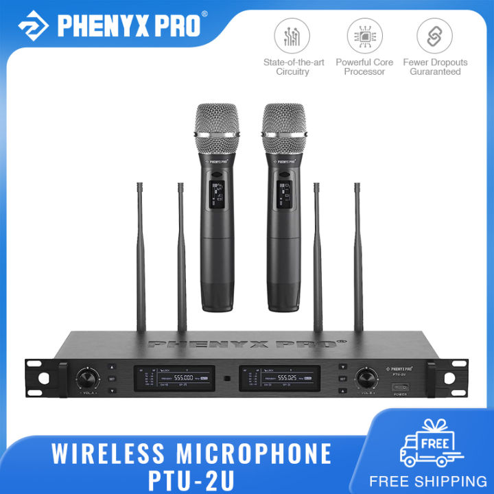 Phenyx Pro PTU 2U True Diversity Wireless Microphone System Dual