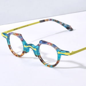 HEPIDEM Acetate Gọng kính phụ nữ thiết kế thương hiệu nhỏ Retro Kính Tròn kính nam Nhật Bản thủ công cổ điển kính mắt cho mắt 9341